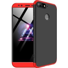 Microsonic Huawei Y7 2018 Double Dip 360 Protective Siyah Kırmızı Kılıf