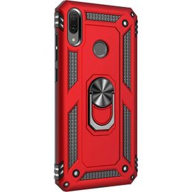 Microsonic Huawei Y7 2019 Military Ring Holder Kırmızı Kılıf