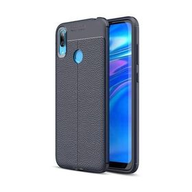 Microsonic Huawei Y7 Prime 2019 Deri Dokulu Lacivert Silikon Kılıf
