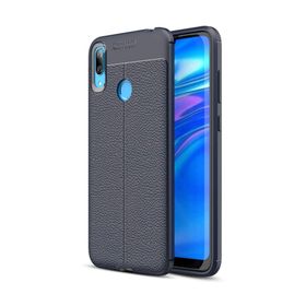 Microsonic Huawei Y7 Prime 2019 Deri Dokulu Lacivert Silikon Kılıf