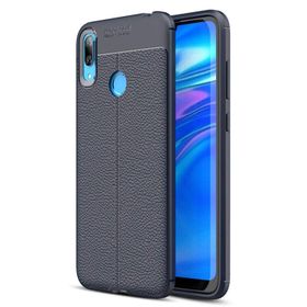 Microsonic Huawei Y7 Prime 2019 Deri Dokulu Lacivert Silikon Kılıf