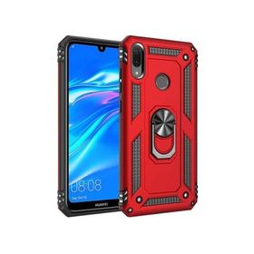 Microsonic Huawei Y7 Prime 2019 Military Ring Holder Kırmızı Kılıf