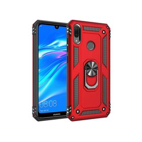 Microsonic Huawei Y7 Prime 2019 Military Ring Holder Kırmızı Kılıf