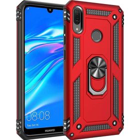 Microsonic Huawei Y7 Prime 2019 Military Ring Holder Kırmızı Kılıf