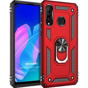 Microsonic Huawei Y7P Military Ring Holder Kırmızı Cep Telefonu Kılıfı