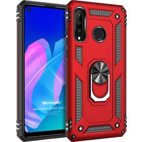 Microsonic Huawei Y7P Military Ring Holder Kırmızı Cep Telefonu Kılıfı