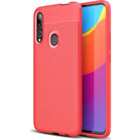 Microsonic Huawei Y9 Prime 2019 Deri Dokulu Silikon Kırmızı Kılıf