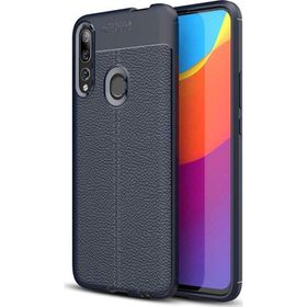 Microsonic Huawei Y9 Prime 2019 Deri Dokulu Silikon Lacivert Cep Telefonu Kılıfı