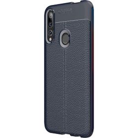 Microsonic Huawei Y9 Prime 2019 Deri Dokulu Silikon Lacivert Cep Telefonu Kılıfı