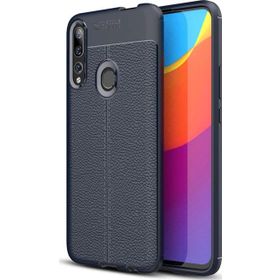 Microsonic Huawei Y9 Prime 2019 Deri Dokulu Silikon Lacivert Cep Telefonu Kılıfı