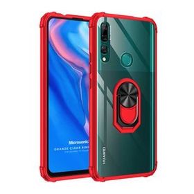 Microsonic Huawei Y9 Prime 2019 Grande Clear Ring Holder Kırmızı Cep Telefonu Kılıfı