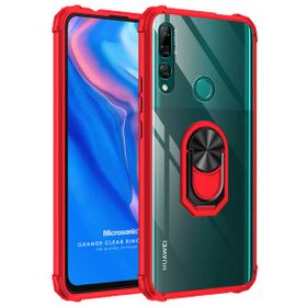 Microsonic Huawei Y9 Prime 2019 Grande Clear Ring Holder Kırmızı Cep Telefonu Kılıfı