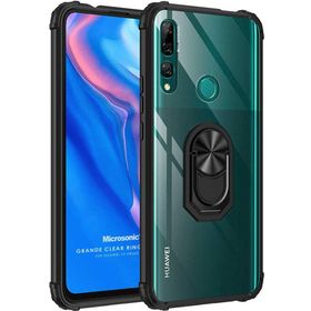 Microsonic Huawei Y9 Prime 2019 Grande Clear Ring Holder Siyah Cep Telefonu Kılıfı