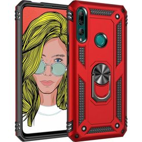 Microsonic Huawei Y9 Prime 2019 Military Ring Holder Kırmızı Cep Telefonu Kılıfı