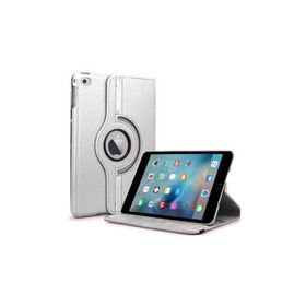 Microsonic iPad Mini 4 360 Dönerli Stand Deri Gümüş Kılıf