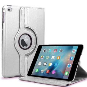 Microsonic iPad Mini 4 360 Dönerli Stand Deri Gümüş Kılıf