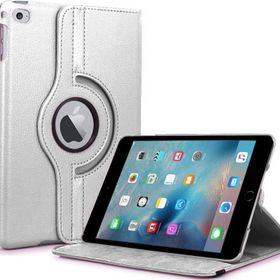 Microsonic iPad Mini 4 360 Dönerli Stand Deri Gümüş Kılıf