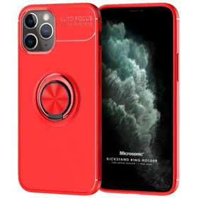 Microsonic iPhone 11 Pro Max Kickstand Ring Holder Siyah Cep Telefonu Kılıfı