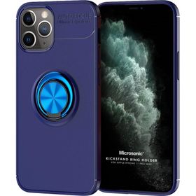 Microsonic iPhone 11 Pro Max Kickstand Ring Holder Siyah Cep Telefonu Kılıfı