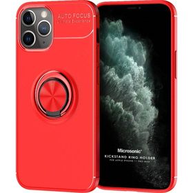 Microsonic iPhone 11 Pro Max Kickstand Ring Holder Siyah Cep Telefonu Kılıfı