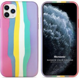 Microsonic iPhone 11 Pro Max Painted Rainbow Pattern Açık Renkli Cep Telefonu Kılıfı
