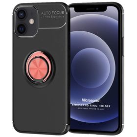Microsonic iPhone 12 Mini Kickstand Ring Holder Siyah Cep Telefonu Kılıfı