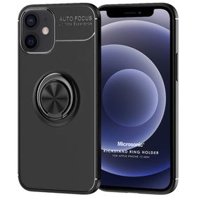 Microsonic iPhone 12 Mini Kickstand Ring Holder Siyah Cep Telefonu Kılıfı