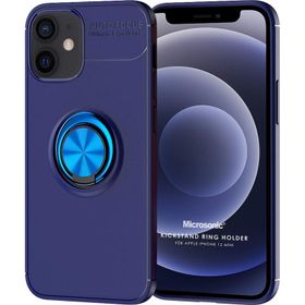 Microsonic iPhone 12 Mini Kickstand Ring Holder Siyah Cep Telefonu Kılıfı