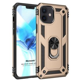 Microsonic iPhone 12 Mini Military Ring Holder Kırmızı Siyah Cep Telefonu Kılıfı