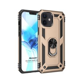 Microsonic iPhone 12 Mini Military Ring Holder Kırmızı Siyah Cep Telefonu Kılıfı