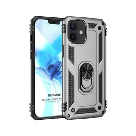 Microsonic iPhone 12 Mini Military Ring Holder Kırmızı Siyah Cep Telefonu Kılıfı