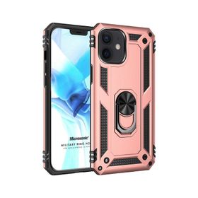 Microsonic iPhone 12 Mini Military Ring Holder Kırmızı Siyah Cep Telefonu Kılıfı