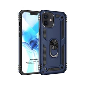 Microsonic iPhone 12 Mini Military Ring Holder Kırmızı Siyah Cep Telefonu Kılıfı