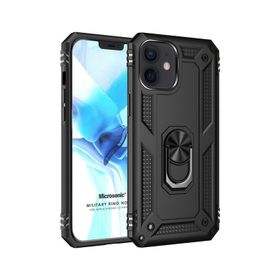 Microsonic iPhone 12 Mini Military Ring Holder Kırmızı Siyah Cep Telefonu Kılıfı