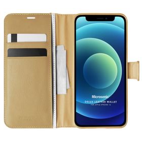 Microsonic iPhone 12 Pro Delux Leather Wallet Siyah Cep Telefonu Kılıfı