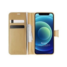 Microsonic iPhone 12 Pro Delux Leather Wallet Siyah Cep Telefonu Kılıfı