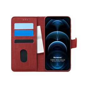 Microsonic iPhone 12 Pro Fabric Book Wallet Lacivert Cep Telefonu Kılıfı