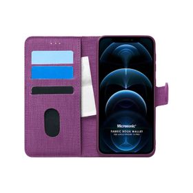 Microsonic iPhone 12 Pro Fabric Book Wallet Lacivert Cep Telefonu Kılıfı