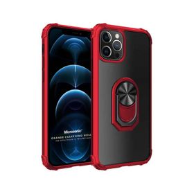 Microsonic iPhone 12 Pro Grande Clear Ring Holder Siyah Cep Telefonu Kılıfı