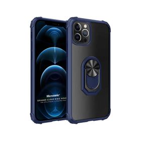 Microsonic iPhone 12 Pro Grande Clear Ring Holder Siyah Cep Telefonu Kılıfı