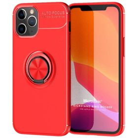 Microsonic iPhone 12 Pro Kickstand Ring Holder Siyah Cep Telefonu Kılıfı