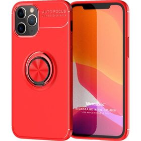 Microsonic iPhone 12 Pro Kickstand Ring Holder Siyah Cep Telefonu Kılıfı