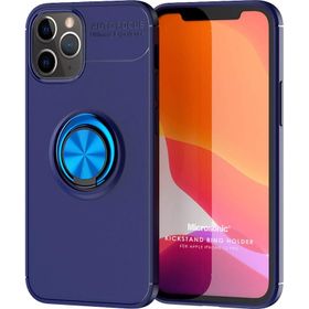 Microsonic iPhone 12 Pro Kickstand Ring Holder Siyah Cep Telefonu Kılıfı