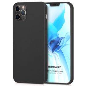Microsonic iPhone 12 Pro Matte Silikon Siyah Cep Telefonu Kılıfı