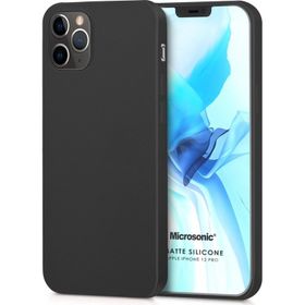Microsonic iPhone 12 Pro Matte Silikon Siyah Cep Telefonu Kılıfı