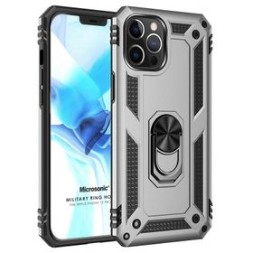 Microsonic iPhone 12 Pro Military Ring Holder Pembe Cep Telefonu Kılıfı