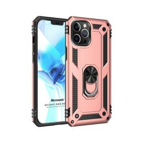 Microsonic iPhone 12 Pro Military Ring Holder Pembe Cep Telefonu Kılıfı