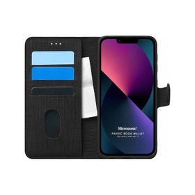 Microsonic iPhone 13 Fabric Book Wallet Kahverengi Cep Telefonu Kılıfı