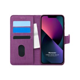 Microsonic iPhone 13 Fabric Book Wallet Kahverengi Cep Telefonu Kılıfı