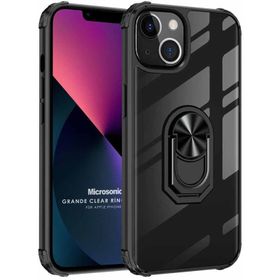 Microsonic iPhone 13 Grande Clear Ring Holder Kırmızı-Siyah Cep Telefonu Kılıfı
